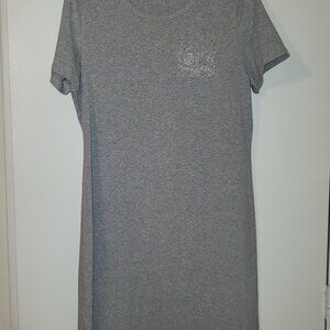 Calvin Klein Grey Ladies T-Shirt Dress w/Rhinestone Trim, Size L